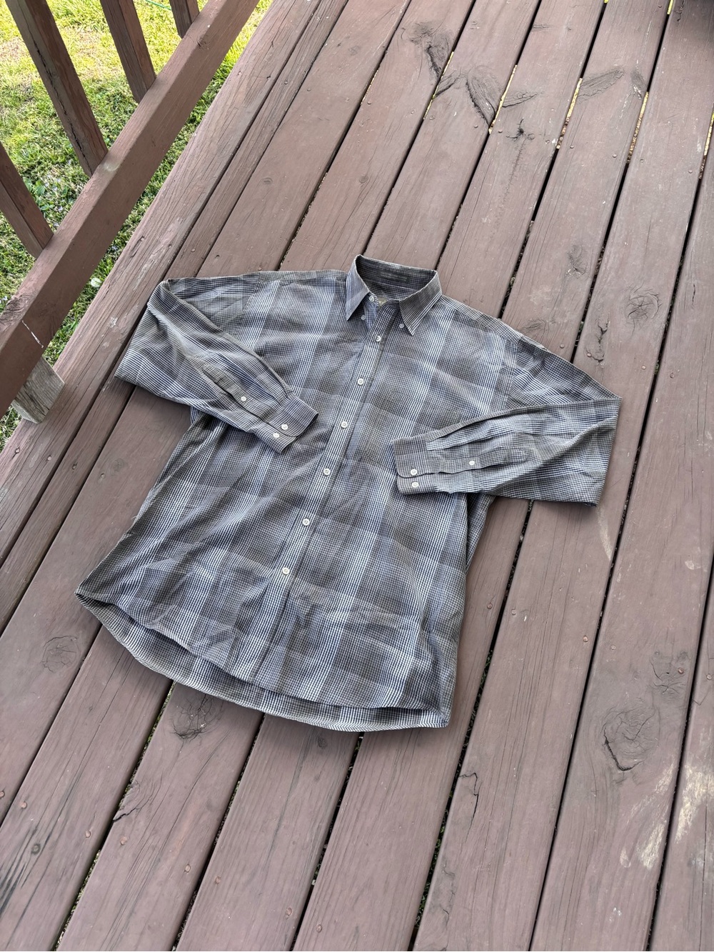 Siegfried Button Up Shirt Men’s M Grey Plaid Long Sleeve
